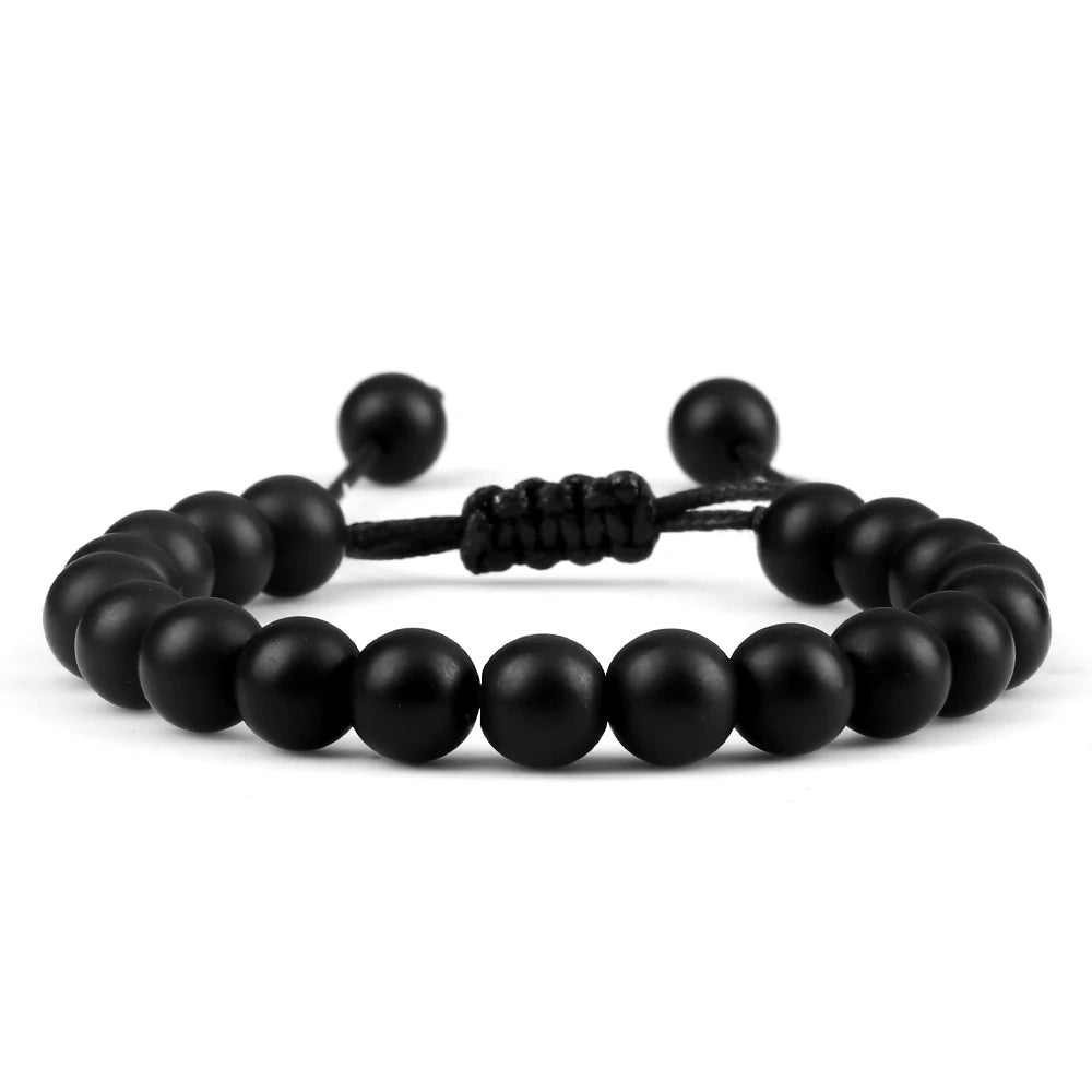 Black Lava Stone Crown Charm Tiger Eye Beads Bracelet for Men Women Braided Bracelets Handmade Adjustable Jewelry Pulseira
