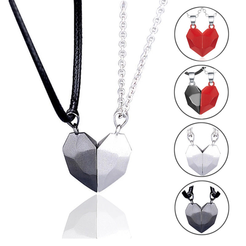 Creative Magnet Necklace Love Heart Broken Men and Women