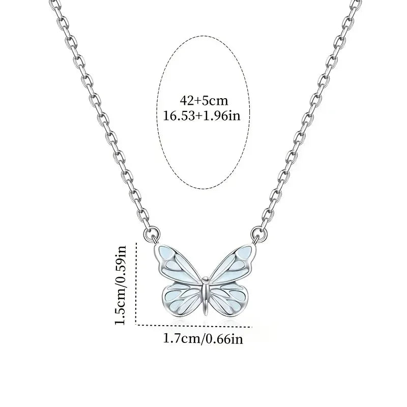 2025 New Butterfly Lamp Necklace Female Simple Light Luxury Fashion New Blue Luminous Butterfly Clavicle Chain Female Party Gift