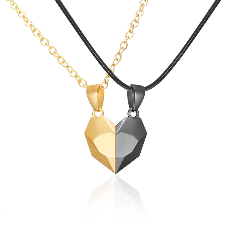 Good Simple Quality Couple Pendant Necklace Electrocardiogram,Magnetic Heart,Pendant Splicing Necklace Valentine'S Day Gift